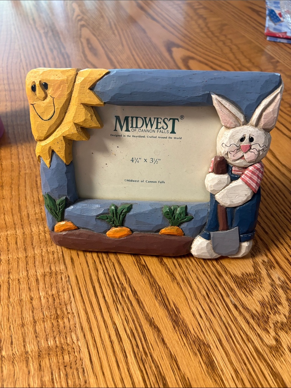 Blue Bunny & Sun Wooden Picture Frame